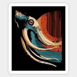 Retro Deep Sea Squid Graphic with Vintage 70s Vibe Magnet